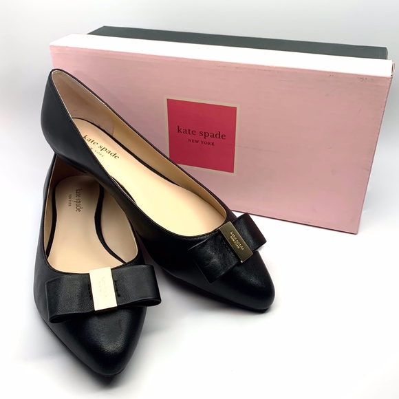 kate spade black flats with bow